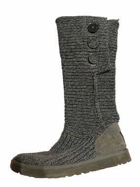 UGG Australia Classic Cardy Knit Boots Charcoal Grey | Size 6